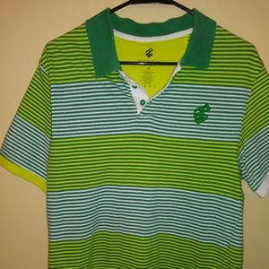 Rocawear Short Sleeve Polo Shirt Green Striped M